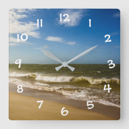 Reloj Cuadrado Mar con cielo azul -