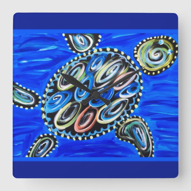 Reloj Cuadrado Mar Turco Océano Marino Life Summer Beach House (Anverso)