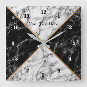 Reloj Cuadrado Marble de verificación negro y blanco de moda - Añ