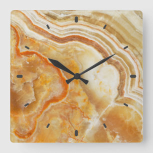 Reloj Cuadrado Marble marrón claro