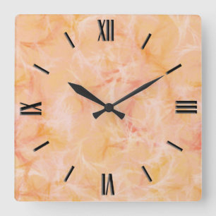 Reloj Cuadrado Marble swirl print - soft orange