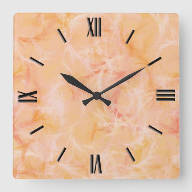 Reloj Cuadrado Marble swirl print - soft orange (Anverso)