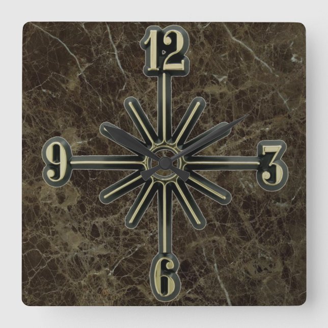 Reloj Cuadrado Marble Tile Sunburst Dial Wall Clock (Anverso)