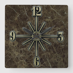 Reloj Cuadrado Marble Tile Sunburst Dial Wall Clock
