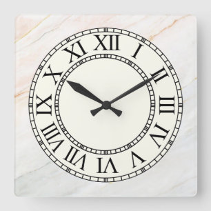 Reloj Cuadrado Marble y cara romana amarilla pálida