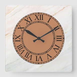 Reloj Cuadrado Marble y terracota romana cara numérica