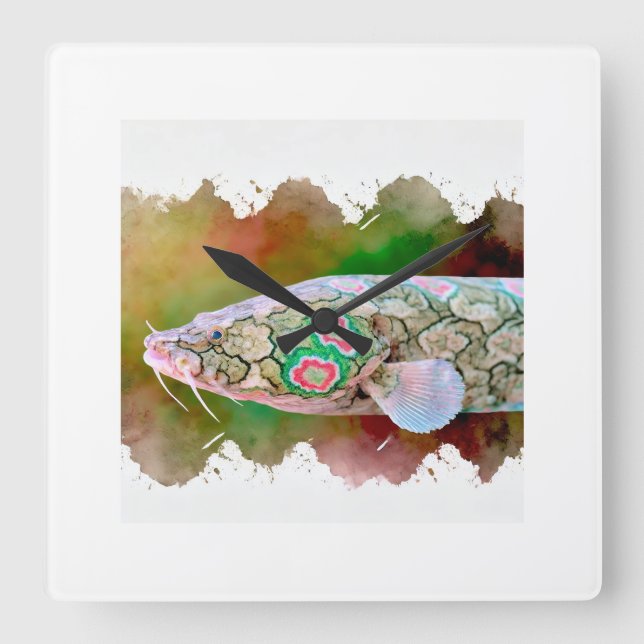 Reloj Cuadrado Marbled Lungfish 010824AREF126 - Watercolor (Anverso)