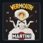 Reloj Cuadrado Marcello Dudovich Art Deco Ad "Vermouth"<br><div class="desc">El Art Deco surgió del período de entreguerras, cuando la rápida industrialización estaba transformando la cultura. Uno de sus principales atributos es la adopción de la tecnología. El estilo se caracteriza a menudo por colores ricos, formas geométricas audaces y espléndida ornamentación. Marcello Dudovich fue pintor, ilustrador y diseñador poster italiano...</div>