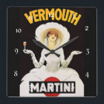 Reloj Cuadrado Marcello Dudovich Art Deco Ad "Vermouth"<br><div class="desc">El Art Deco surgió del período de entreguerras, cuando la rápida industrialización estaba transformando la cultura. Uno de sus principales atributos es la adopción de la tecnología. El estilo se caracteriza a menudo por colores ricos, formas geométricas audaces y espléndida ornamentación. Marcello Dudovich fue pintor, ilustrador y diseñador poster italiano...</div>