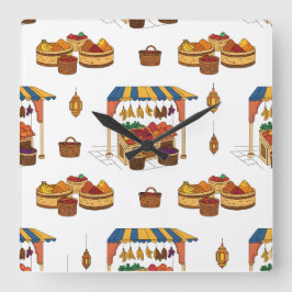 Reloj Cuadrado Marché marocain & Fruits Motif