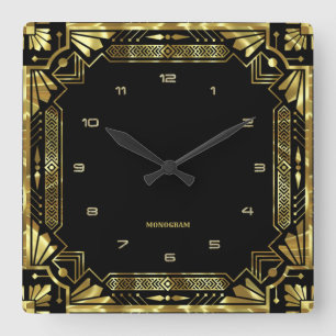 Reloj Cuadrado Marco Art Deco dorado
