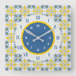 Reloj Cuadrado Marco de azulejos de bonito portugués para Navidad