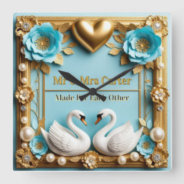 Reloj Cuadrado Marco de boda de cisne para decoración de boda de 
