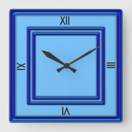 Reloj Cuadrado Marco doble azul 4 números negros