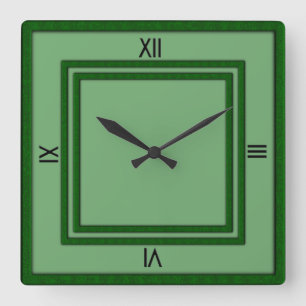 Reloj Cuadrado Marco doble verde 4 números negros