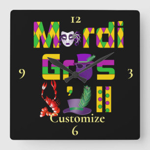 Reloj Cuadrado Mardi Gras Y'all Thunder_Cove