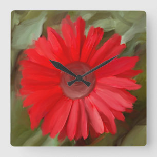 Reloj Cuadrado Margarita Naranja Botánica Cottagecore