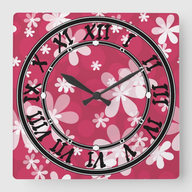 Reloj Cuadrado Margaritas blancas (Anverso)