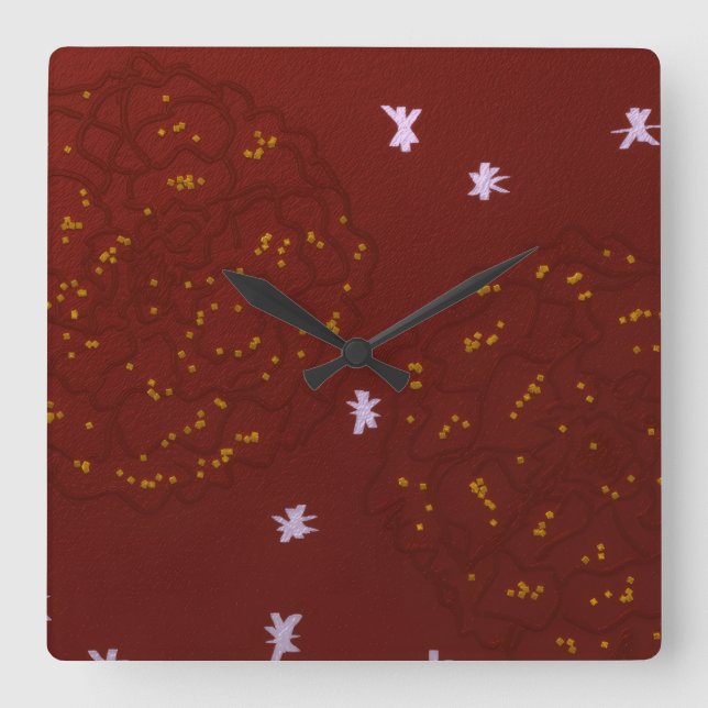 Reloj Cuadrado Margaritas con Estrellas (Anverso)