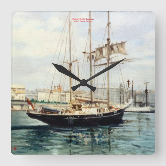 Reloj Cuadrado Marina/Mariña/Capa Marítima (Anverso)