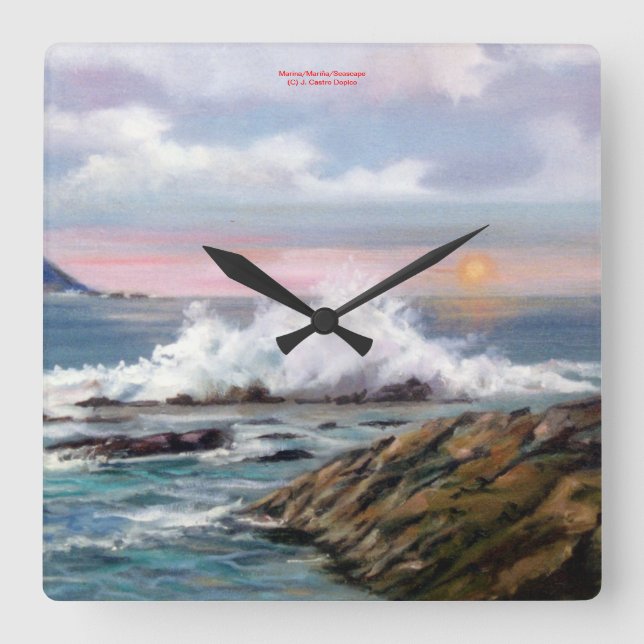 Reloj Cuadrado Marina/Mariña/Seascape (Anverso)
