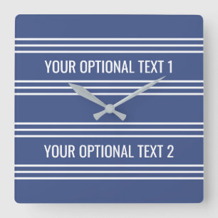Reloj Cuadrado Marine Blue Stripes custom wall clock