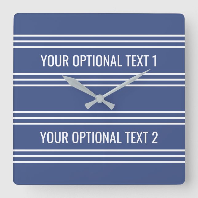 Reloj Cuadrado Marine Blue Stripes custom wall clock (Anverso)