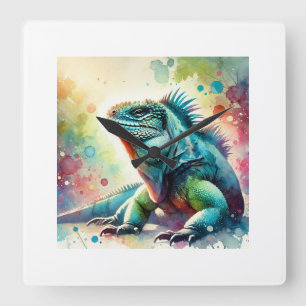 Reloj Cuadrado Marine Iguana 190624AREF127 - Watercolor