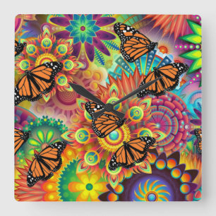 Reloj Cuadrado Mariposa