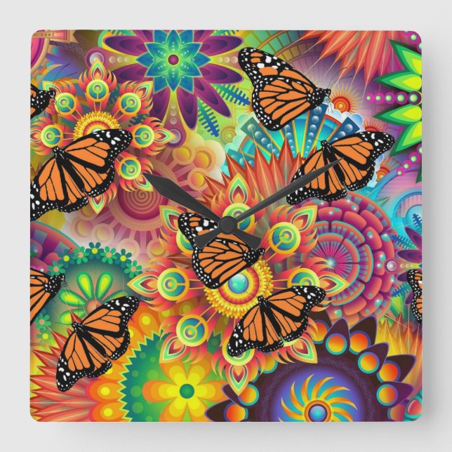 Reloj Cuadrado Mariposa (Anverso)