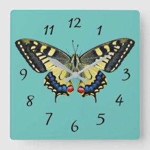 Reloj Cuadrado Mariposa amarilla y negra