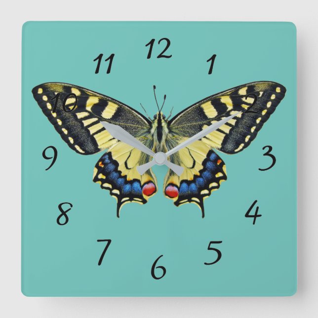 Reloj Cuadrado Mariposa amarilla y negra      (Anverso)