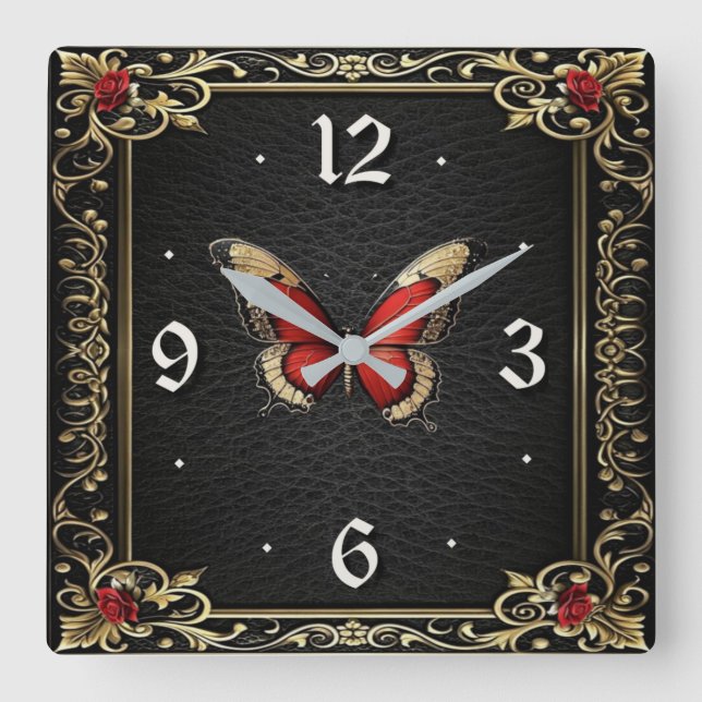 Reloj Cuadrado Mariposa Art Déco  (Anverso)