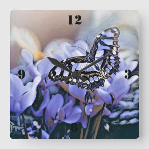 Reloj Cuadrado Mariposa azul