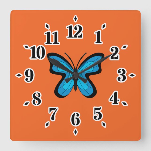 Reloj Cuadrado Mariposa Azul (Anverso)