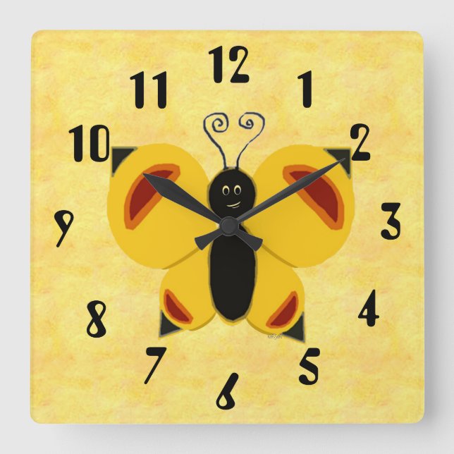 Reloj Cuadrado Mariposa banal (Anverso)