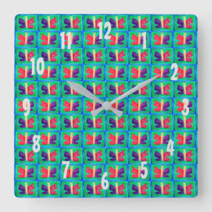 Reloj Cuadrado Mariposa colorida   Filtros   Básico  