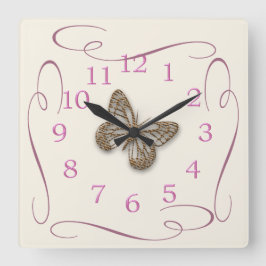Reloj Cuadrado Mariposa Cuta