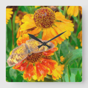 Reloj Cuadrado Mariposa de la luna de la Perla en Sneezeweed