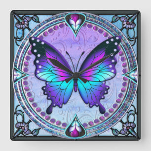 Reloj Cuadrado Mariposa de sublimación con fondo