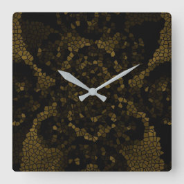 Reloj Cuadrado Mariposa de Vidrio Teñido de Oliva