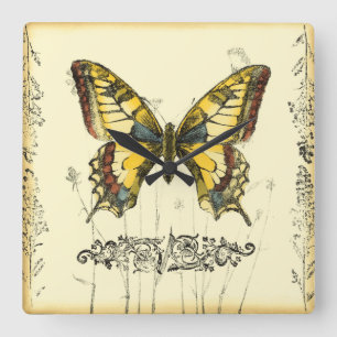 Reloj Cuadrado Mariposa decorativa con los Wildflowers