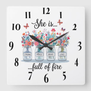 Reloj Cuadrado Mariposa inspiradora/Escritura de Biblia Floral