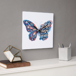 Reloj Cuadrado Mariposa para el 250 aniversario de EE. UU.