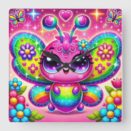 Reloj Cuadrado Mariposa parca arcoiris