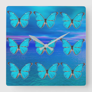 Reloj Cuadrado Mariposas azules