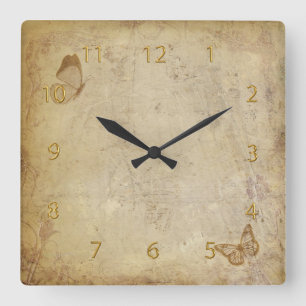 Reloj Cuadrado Mariposas de época