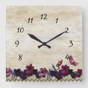 Reloj Cuadrado Mariposas florales