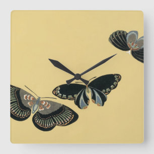 Reloj Cuadrado Mariposas japonesas antiguas