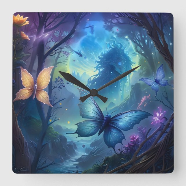 Reloj Cuadrado Mariposas singulares (Anverso)